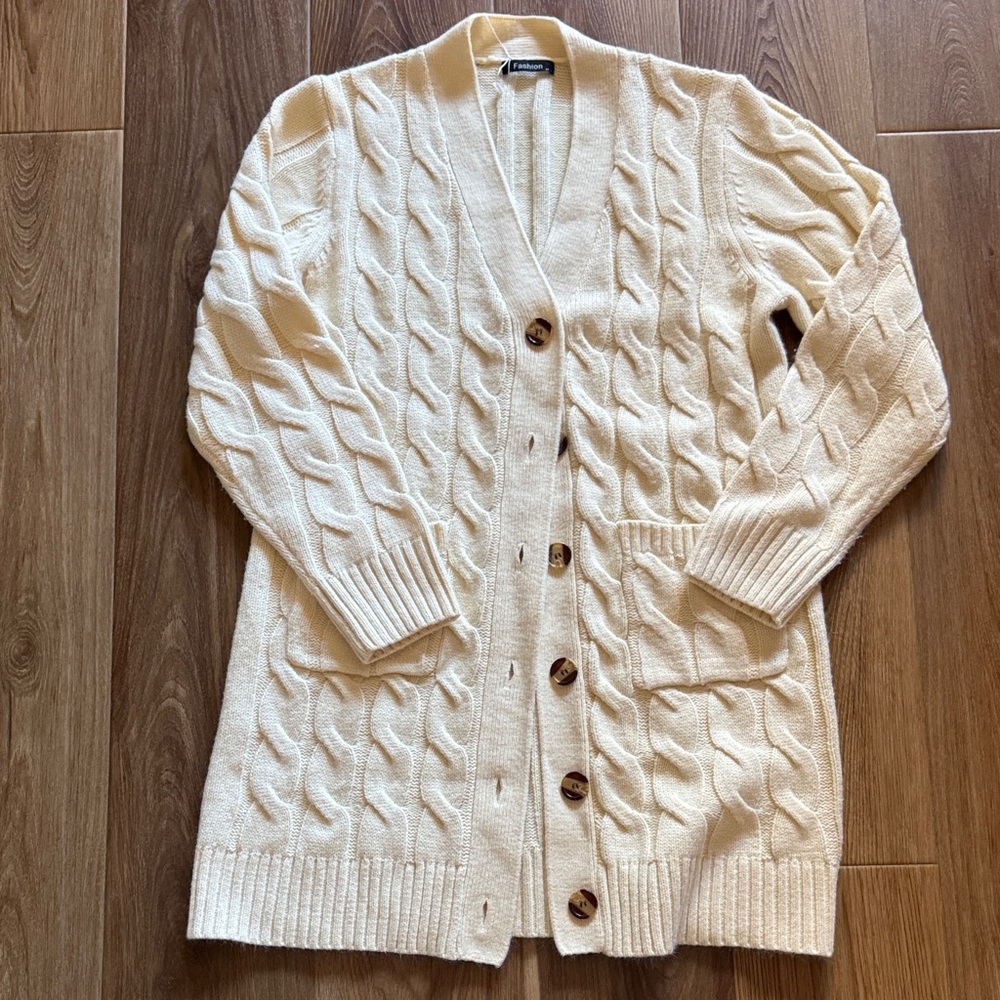 Cozy Ivory Cable Knit Cardigan